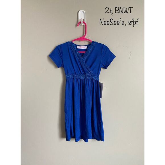 Neesee's Dresses Boutique Girls 2t Blue Maxi Dress- perfect for the 4th of July! - Picture 1 of 1